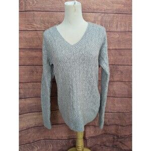 Silver Metallic thread WOOL blend gray sweater Women's S from Nordstrom